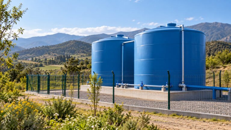 Ilustración referencial de estanques para almacenamiento de agua potable rural